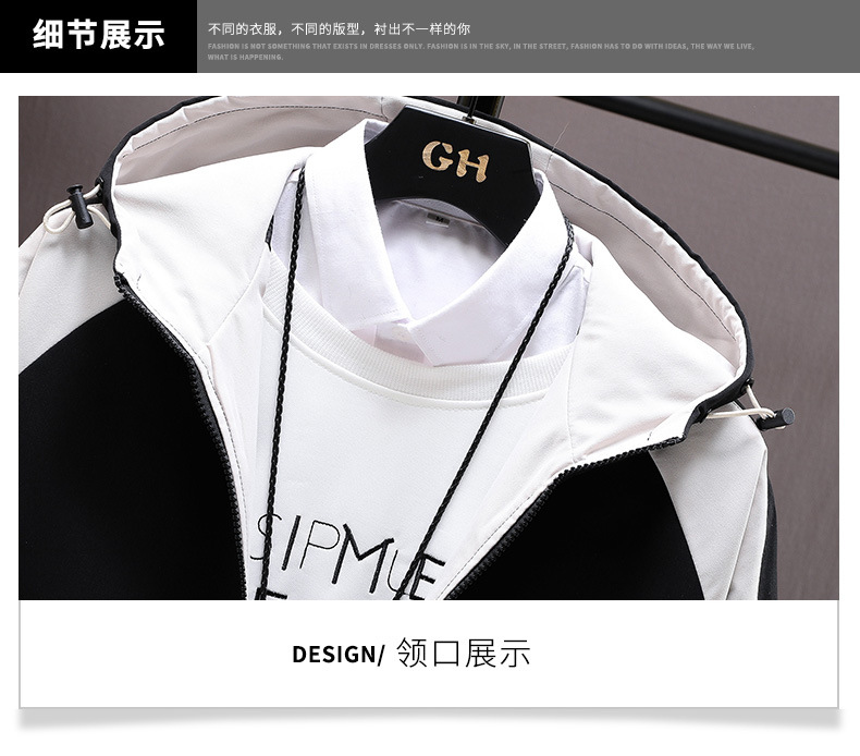 The new autumn collection of casual and versatile jackets for young people, featuring a fashionable and trendy color-blocked hooded graffiti coat for men pic 15