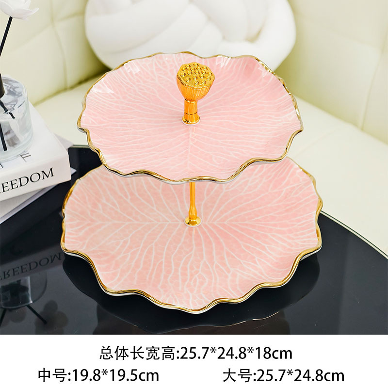 Water ripple ceramic European-style simple fruit plate, light luxury cake stand, dessert table, living room coffee table, dried fruit plate pic 2