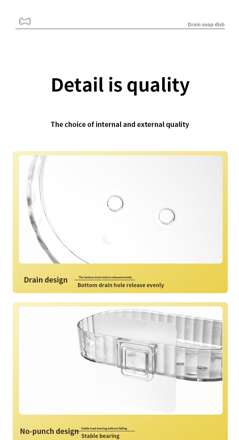 Transparent and simple PET high-quality, seamless soap box, non-punching, water-draining soap box rack, bathroom storage and storage, moisture-proof soap box tray pic 30