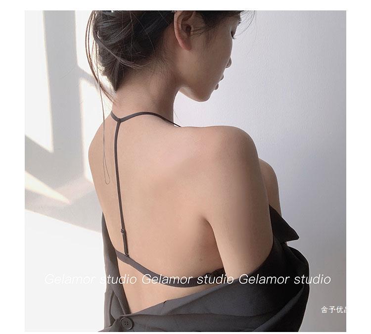 三角杯交叉美背内衣女挂脖小吊带背心带胸垫一体内搭打底甜辣上衣详情3