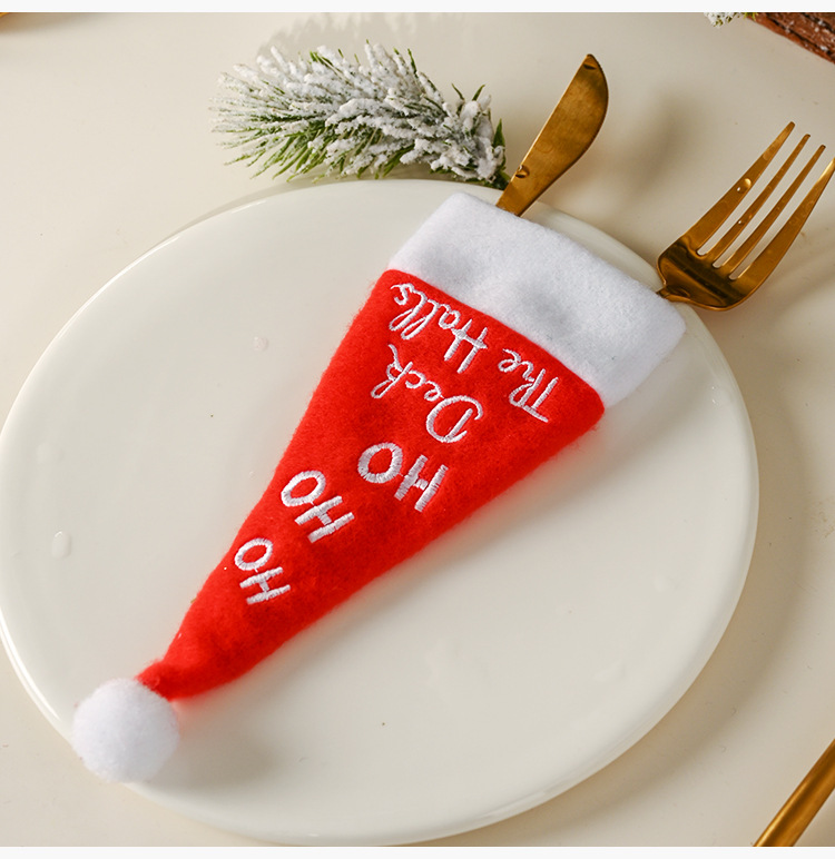 New Christmas decorations: small hats, knife and fork covers, HOHO table decorations, knife and fork bags, wine bottle covers, and holiday supplies pic 10