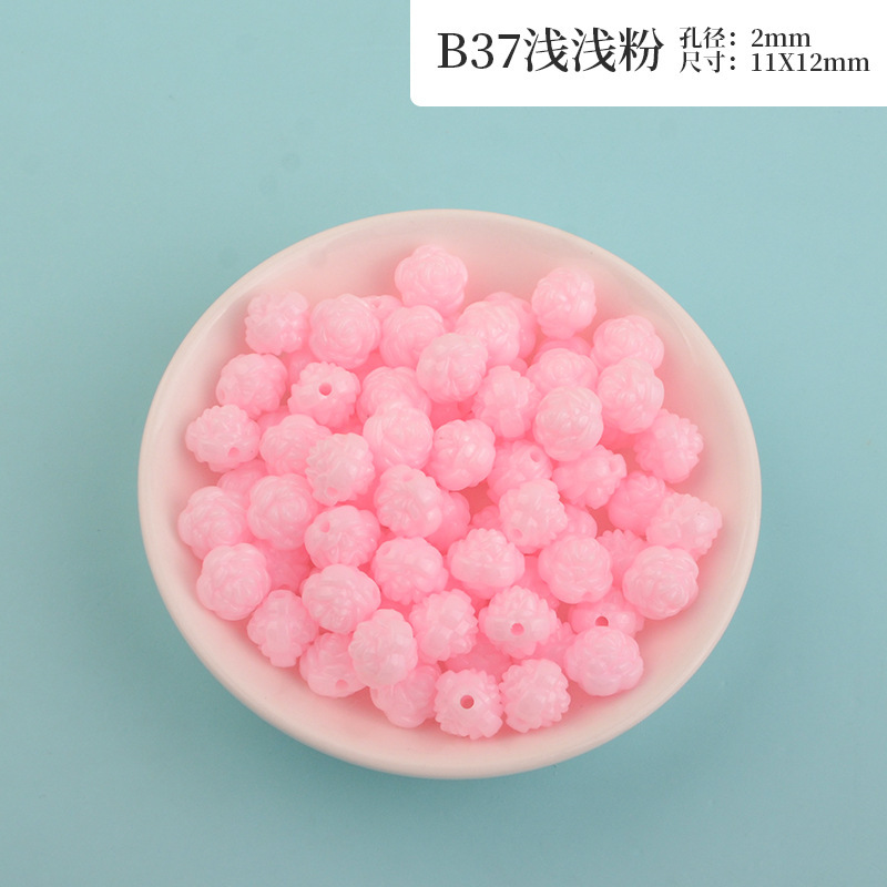 New macaron-colored camellia beads perforated solid rose loose beads diy beading material resin accessories pic 27