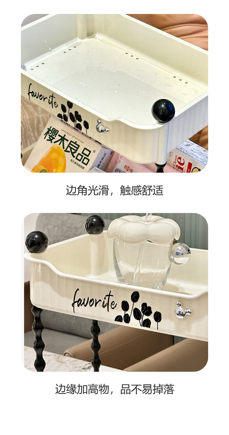 Popular cream snack trolley, living room water cup storage rack, bathroom toiletries, bedroom cosmetics storage rack. Cute cream snack trolley, living room water cup storage rack, bathroom toiletries, bedroom cosmetics storage rack pic 12
