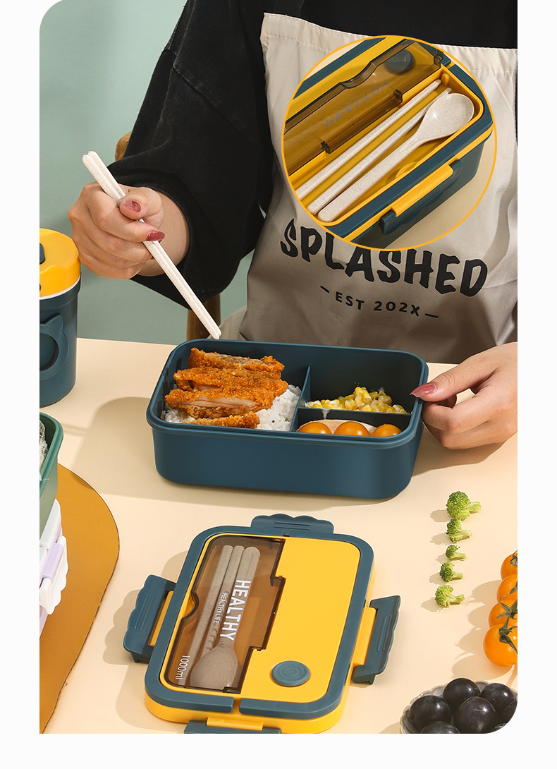 2022 Cross-border bestsellers: Plastic compartments lunch boxes, bento boxes, microwave heating portable lunch boxes for students and adults pic 9
