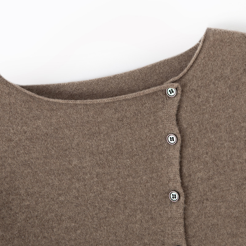 秋冬季新款纯羊毛开衫针织打底衫一字领爆款羊毛衫宽松大码详情11