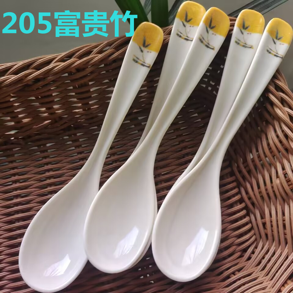205 melamine spoons, rice spoons, resin spoons, spoons, porcelain imitation spoons, restaurant and hotel tableware, long-handled white spoons wholesale pic 12