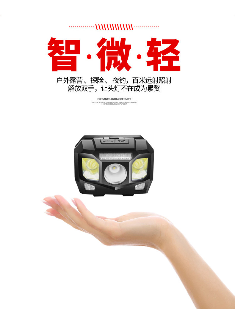Fishing headlamp dedicated sensor light led strong light charging ultra-bright head-mounted ultra-light small lighting lamp for outdoor use pic 7