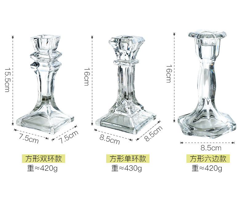 French Nordic-style retro crystal candlestick, glass romantic candlelight dinner, wedding shooting props in INS style pic 8