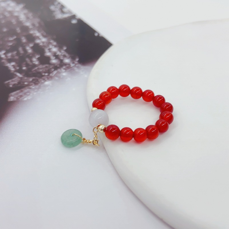 New Korean style fashionable women's ring with red agate, summer style wholesale, Internet celebrity, personalized and trendy trend pic 5
