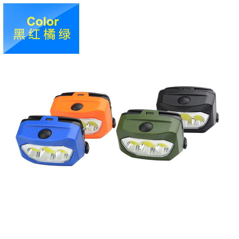 多功能COB强光泛光头灯户外轻量化骑行徒步灯LED防水3AAA电池头灯详情3