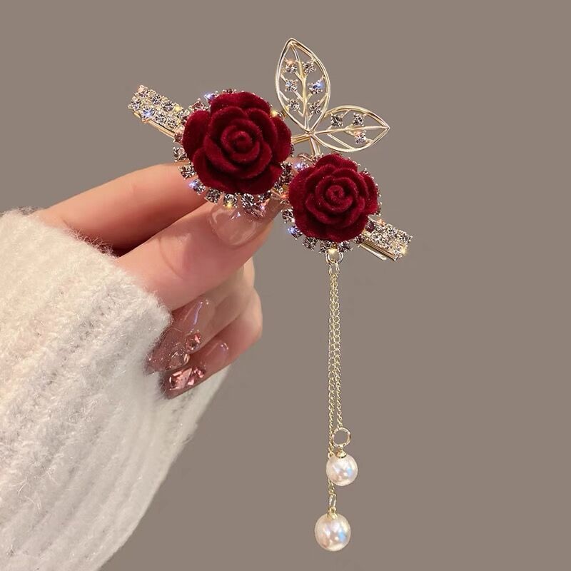 New Chinese-style alloy hair clips, plum blossom tassels, bangs clips, elegant hair clips, bride cheongsam, duckbill clips, and headwear for women from the national trend series pic 3