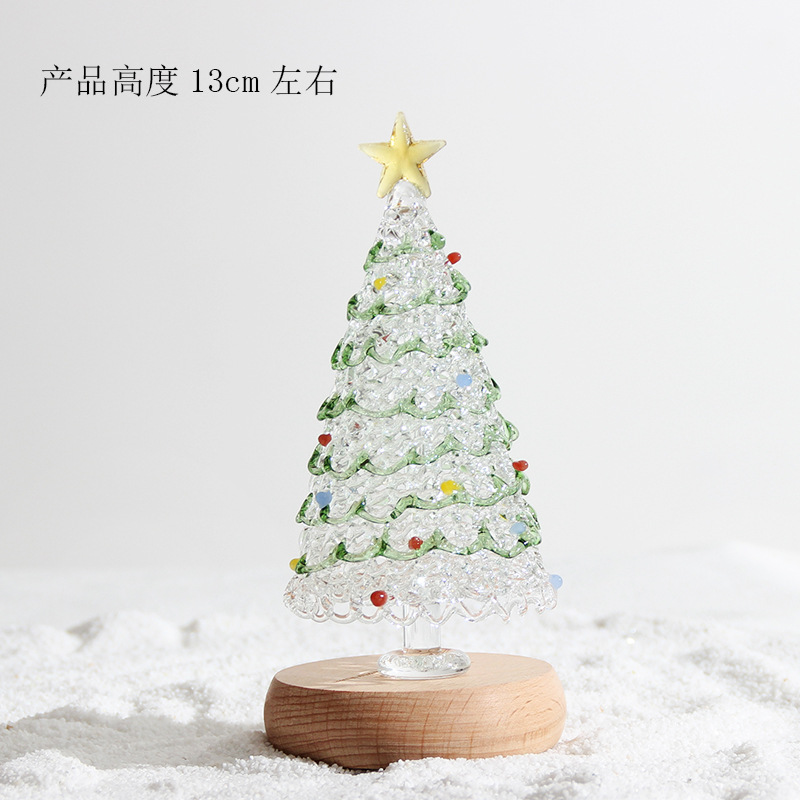 圣诞节礼物拉丝圣诞树淄博琉璃工艺品玻璃制品桌面摆件手工装饰灯详情24