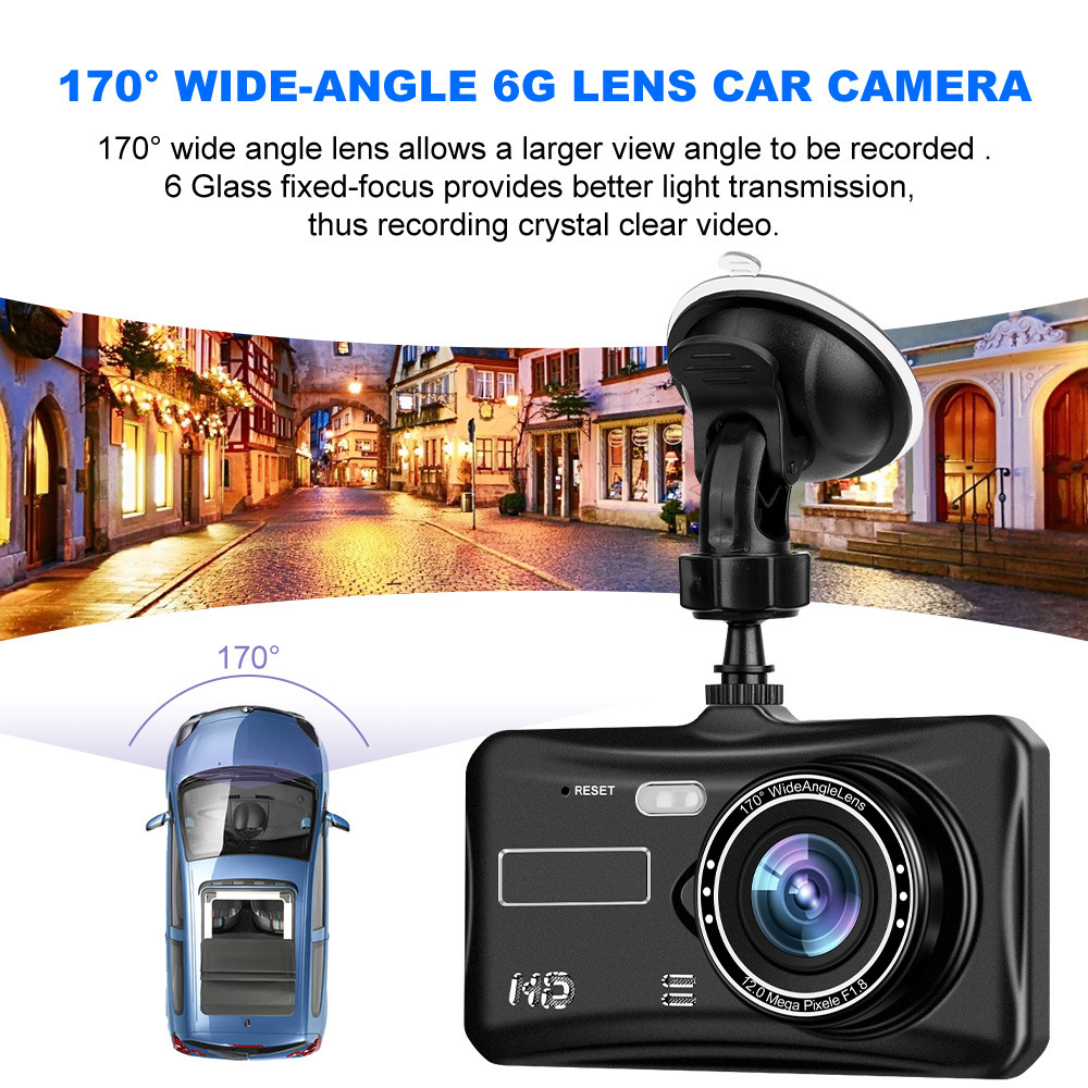 4-inch touch screen dashcam, 1080p high-definition dual-lens, dual-recording front and rear of the car, reversing camera, cross-border pic 9