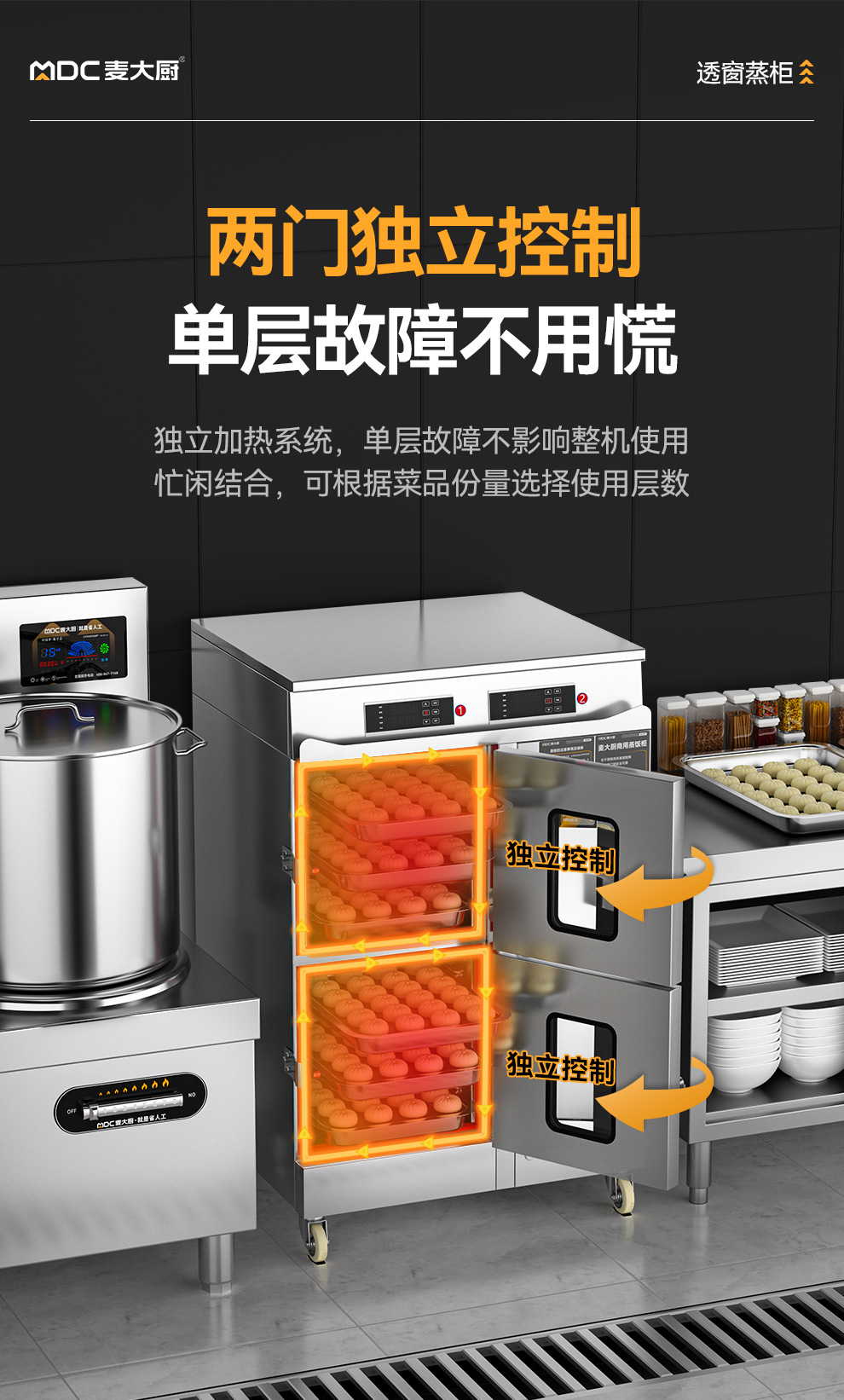 麦大厨 商用蒸饭柜餐厅海鲜蒸柜厨房酒店蒸箱多门一体式透窗大容详情5