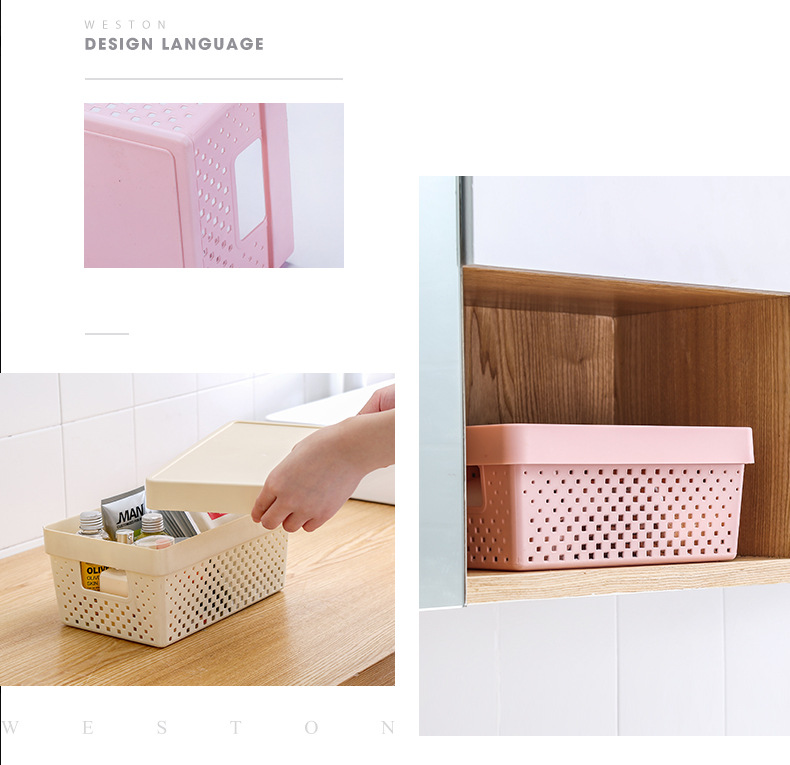 European-style organizing and storage basket, Nordic color bathroom cosmetics storage box, desktop sundries storage box 0750 pic 9