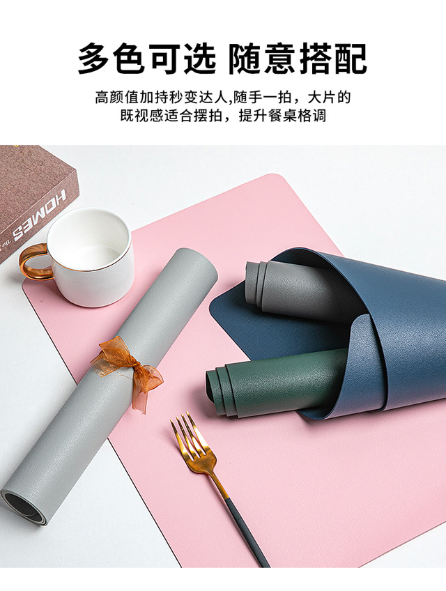 Creative Nordic-style square anti-slip bottom leather placemats, waterproof and oil-proof Western-style heat insulation pads, household heat-resistant pads pic 8