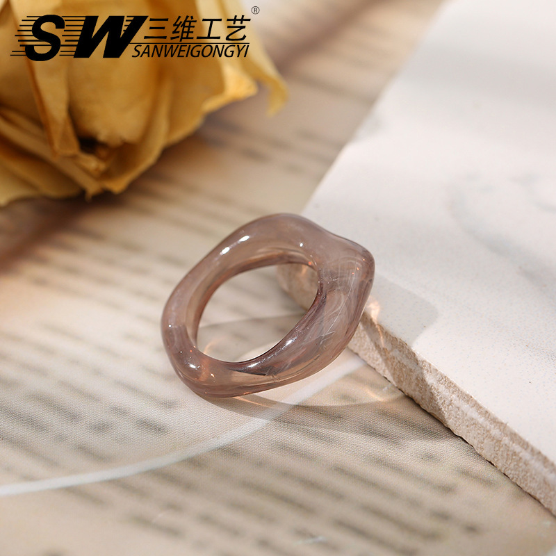 The same resin bright and transparent color ring as Dongdaemun in South Korea, featuring a simple macaron color ring design pic 7