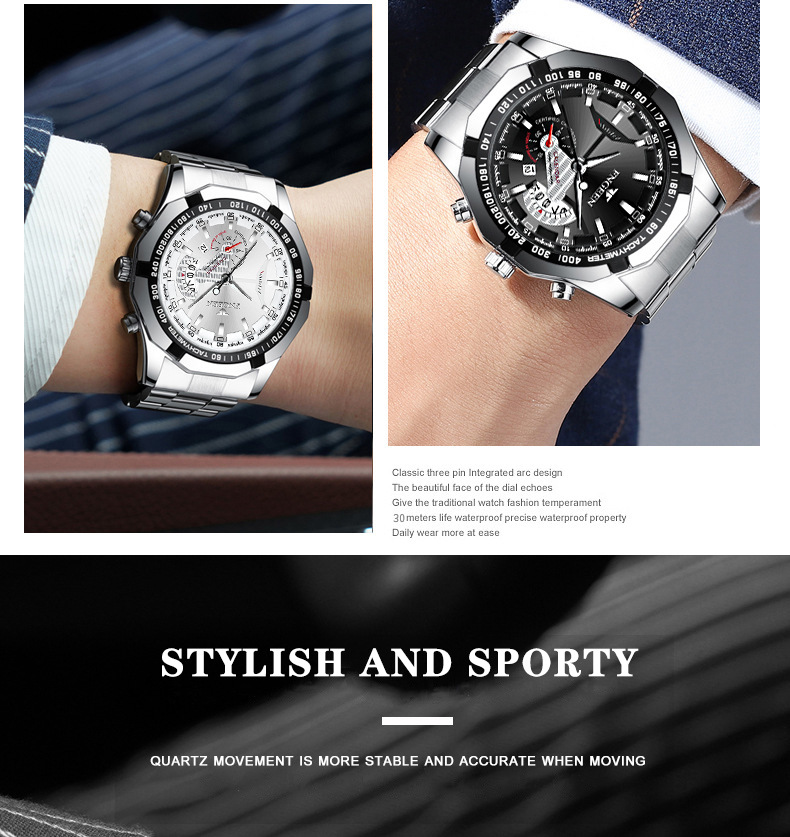 Fenzun waterproof non-mechanical watch, large dial watch, super large new calendar cross-border Shopee watch, creative technology pic 33