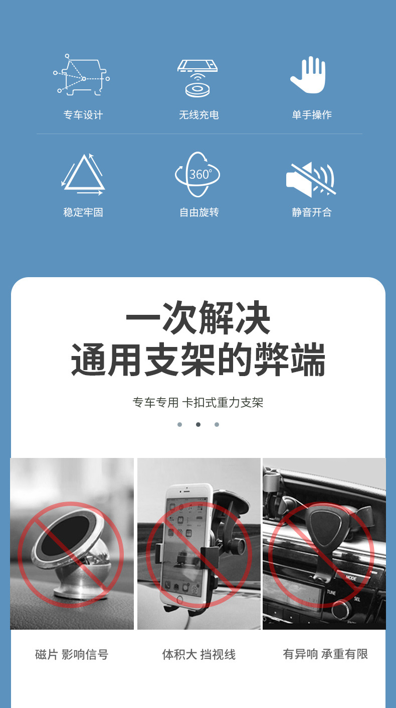 专车专用车载手机支架出风口手机支架金属汽车用手机导航支架详情2