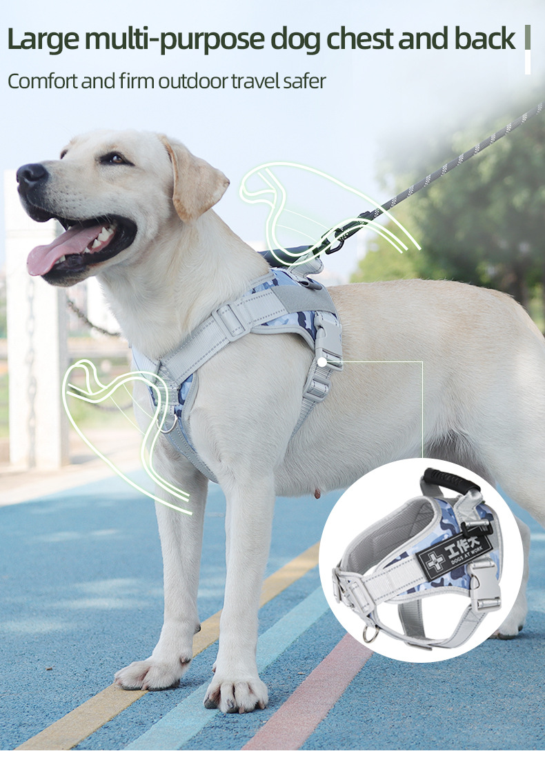 Pet chest and back strap explosion-proof camouflage print dog leash chest and back breathable and comfortable dog commuting pet chest and back pic 1