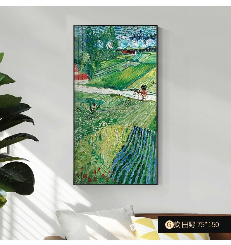梵高玄关装饰画名画现代简约走廊竖版壁画麦田油画星空丰收挂画详情13