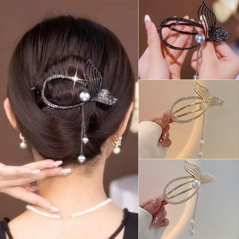 High-end mesh diamond-encrusted hairband, color-blocked twisted headband, wide-edge checkered outside-pressing hairpin, 2023 Internet celebrity new style pic 5