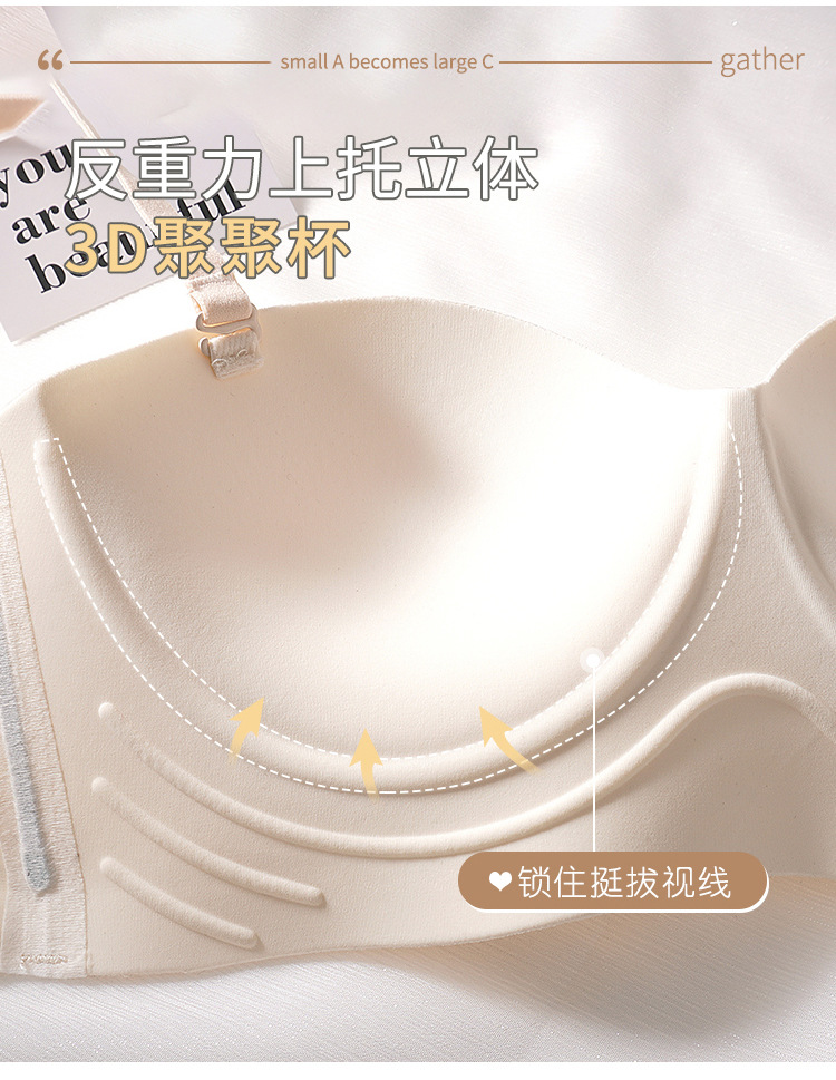 半杯无肩带内衣女小胸聚拢显大无钢圈调整型收副乳防滑无痕文胸罩详情8