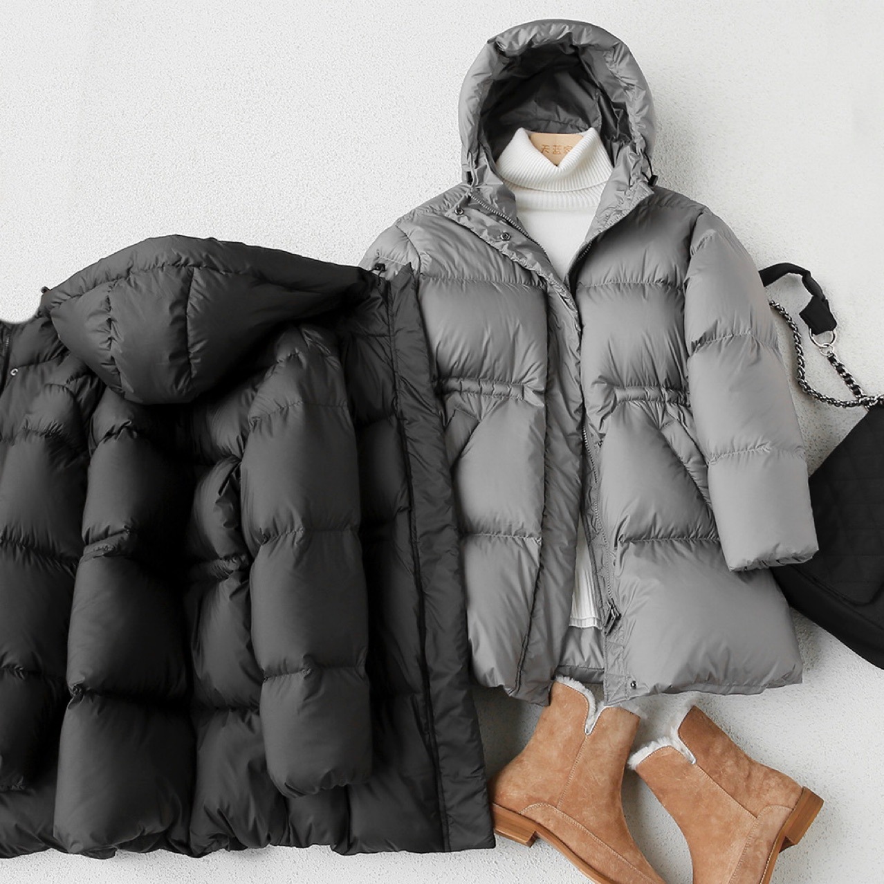 XG1613 Goose down style slimming and waist-cinching down bread dress for women in autumn and Winter 2022 New pic 32