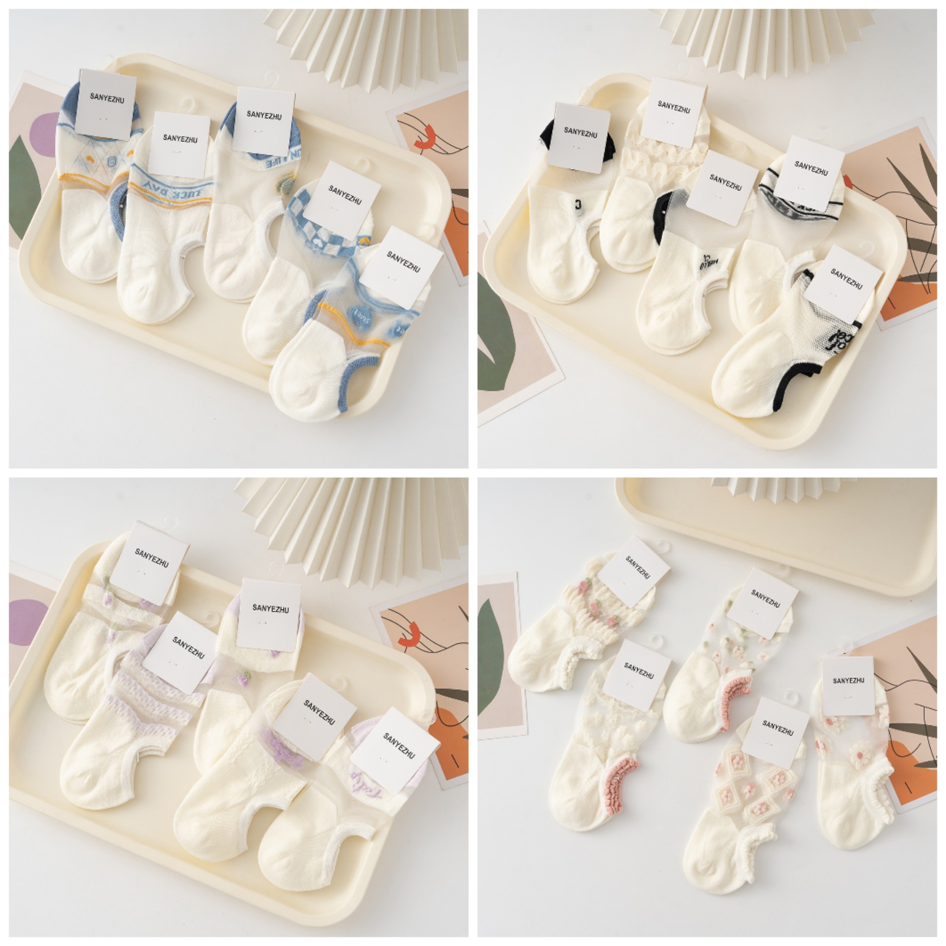 袜子女夏季超薄款花边冰丝袜女可爱日系船袜白色韩版玻璃丝短袜详情1