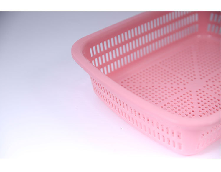 Rectangular plastic blue thickened storage basket for kindergarten toys, kitchen vegetable washing basket, small basket for supermarket classification and organization pic 9