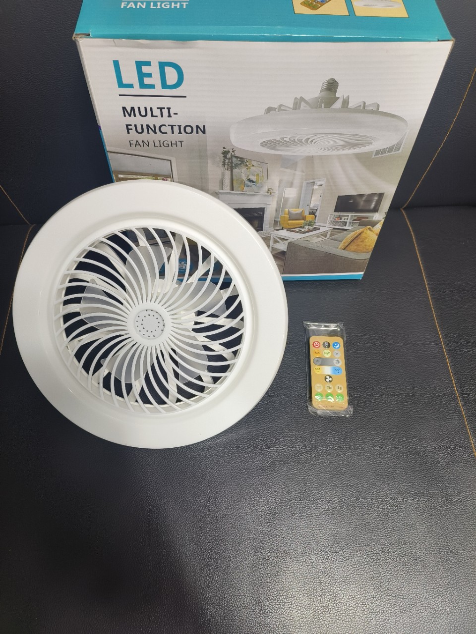 Fan lamp e27 screw-type lamp head leaf led living room, bedroom and dining room 2024 new model invisible multi-functional electric fan lamp pic 3