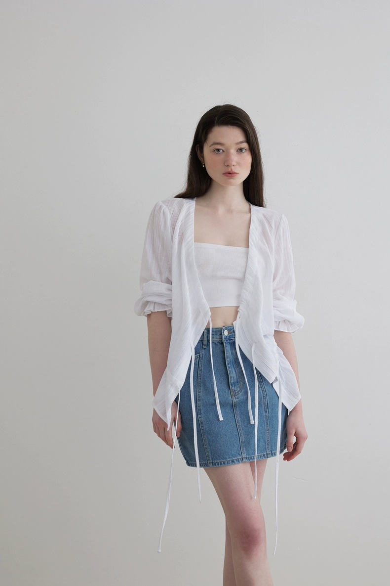 In-stock 2024 autumn new style, the same stylish bow tie drawstring shirt as Han So Hee from Dongdaemun, South Korea pic 53