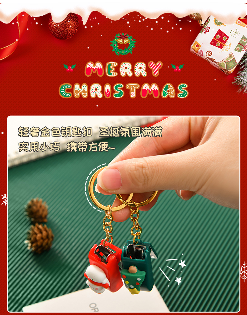 Christmas cute cartoon mini stapler, student small stapler with keychain, Christmas small gift binding machine pic 38