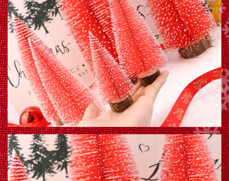 Red snow-added mini Christmas pine needle tree Christmas decoration with a simulated wooden base Christmas tree window display is in full bloom pic 49