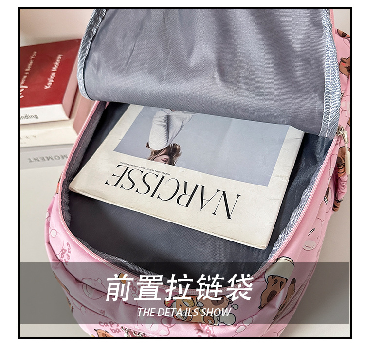 可爱印花卡通大容量卡皮巴拉书包时尚男孩女童学生轻便百搭双肩包详情12