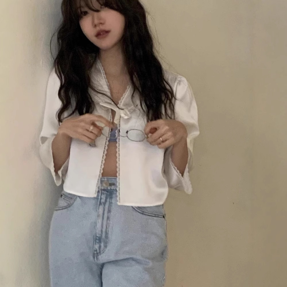 Pure cotton off-the-shoulder embroidered short-sleeved T-shirt for women, 2025 summer solid color casual style, Han Dongdaemun base layer ha*g pic 10