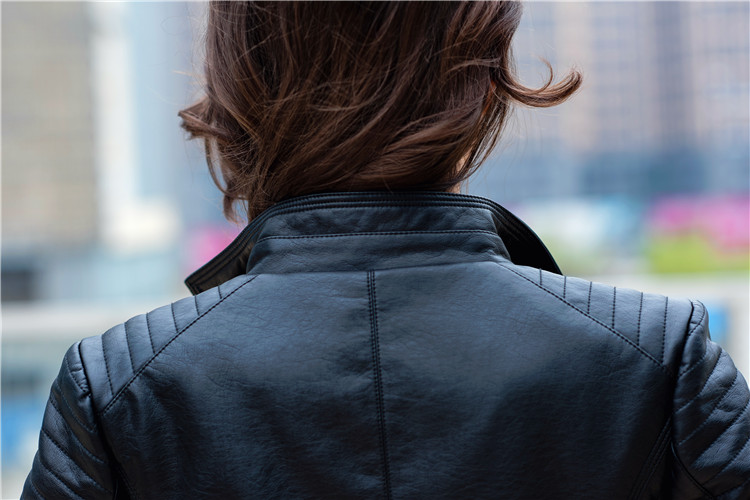 韩版新款莫文蔚明星同款机车PU皮衣女装上衣皮夹克短款修身显瘦黑详情14