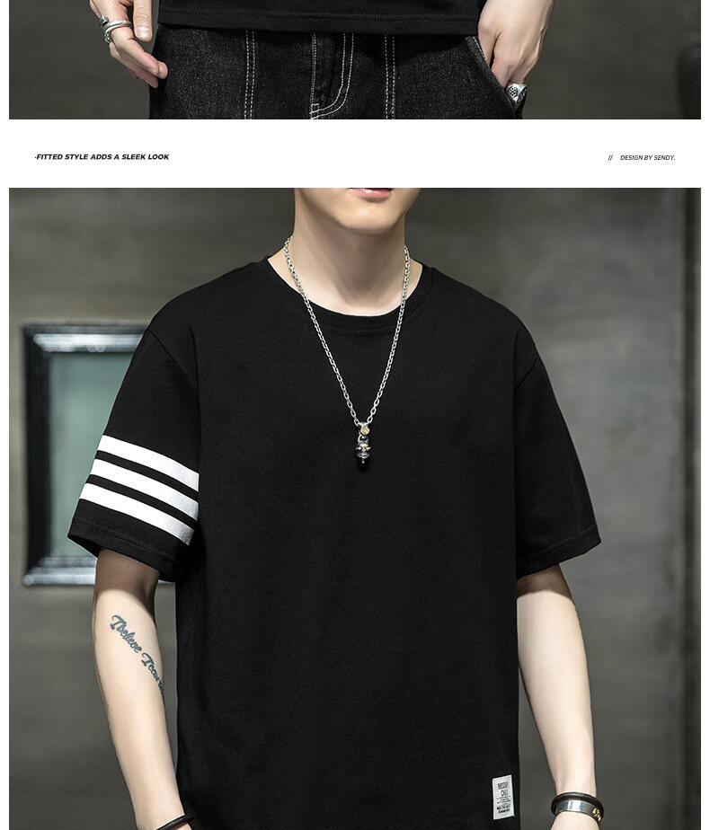 短袖t恤男士夏季潮流休闲半袖体恤打底衫内搭印花潮牌男装上衣服详情30