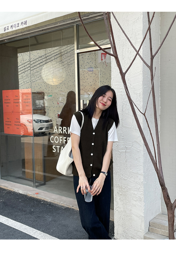 木兰时髦复古小马甲开衫女2023春季新款韩版简约针织上衣女 21507详情20