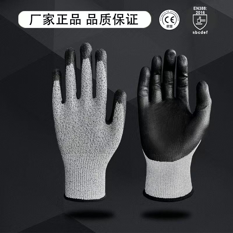 13-needle HPPE Grade 5 mechanical cut-resistant gloves, PU palm impregnated safety and labor protection gloves manufacturer wholesale pic 4