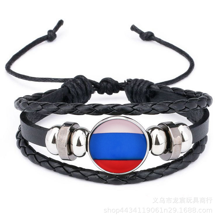 中国国旗手链 世界杯各国国旗 时光宝石手链 个性编织牛皮绳手链详情16