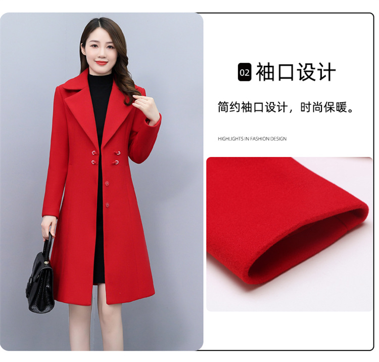 High-end woolen overcoat for women, mid-length, 2021 new autumn and winter Korean style, fashionable and elegant, fitted suit collar jacket pic 5