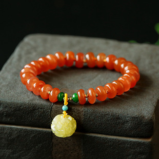 仇氏 天然南红玛瑙7mm圆珠手链 川料火焰红南红手串绕四圈佛珠详情3