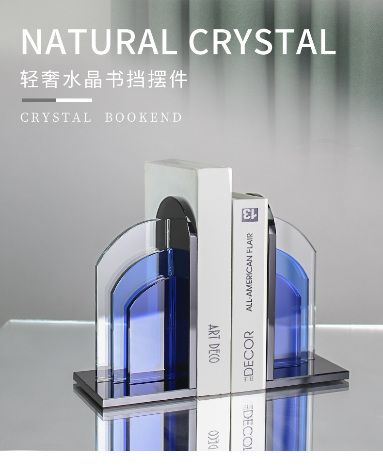 Modern light luxury minimalist model room, office, study, bookcase, creative geometric crystal books, bookshelf decorations pic 19