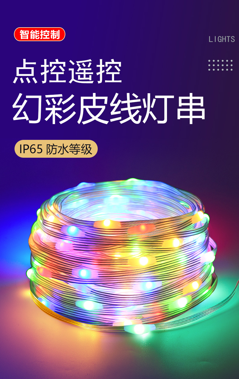 跨境智能点控LED灯饰RGB幻彩皮线灯星星灯串装饰氛围灯仙女串串灯详情1