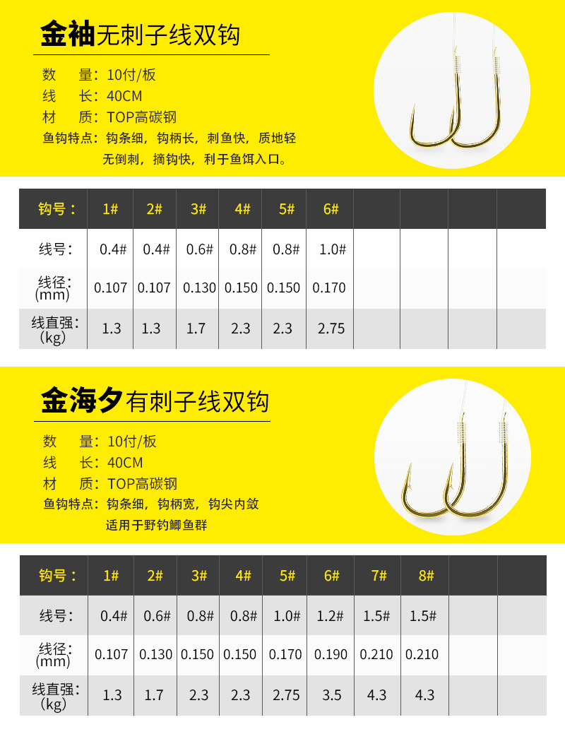 Longshou Feng sub-thread double hook finished product hook Fish hook tied finished product sub-thread fish hook sub-thread finished Iseni wholesale pic 36