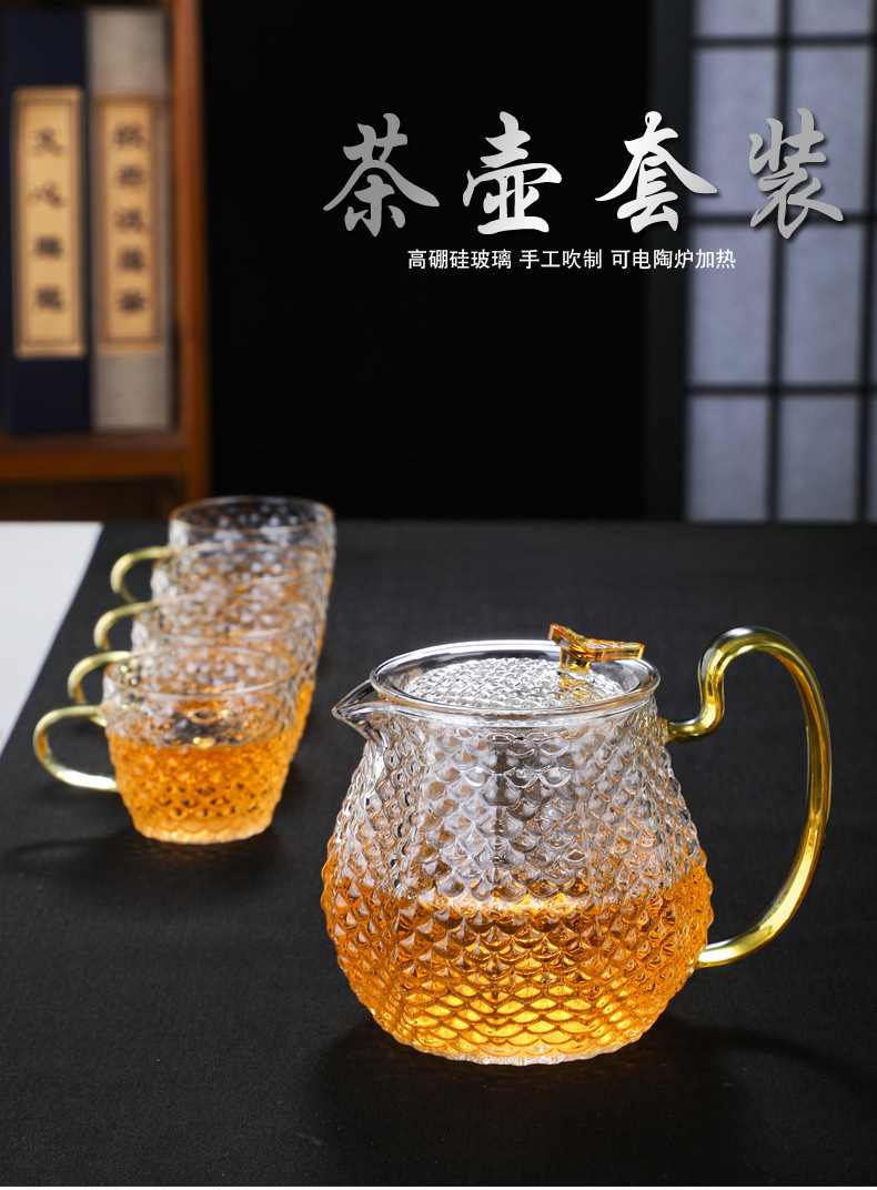 Creative and distinctive teapots, heat-resistant flower teapots, multi-color cups, daily health-preserving teapots, gift tea sets pic 2