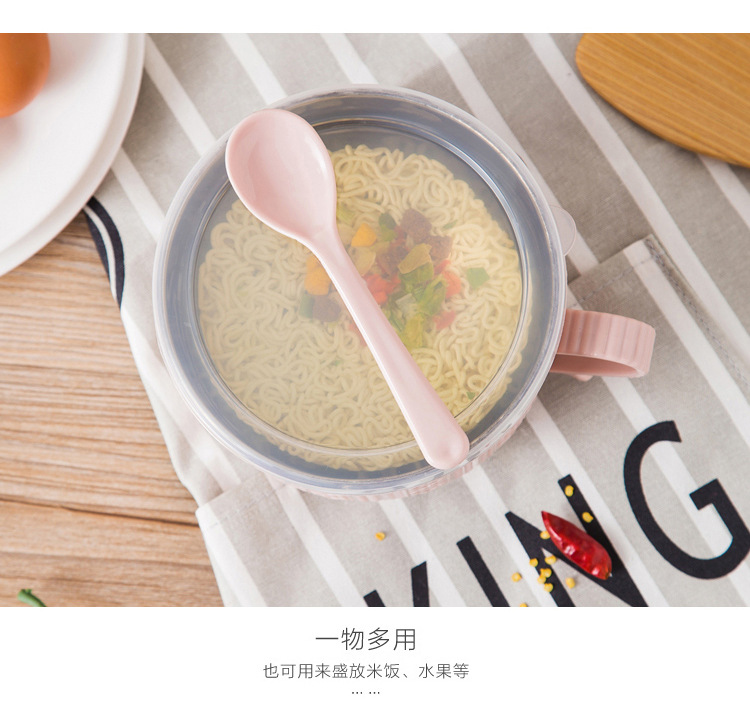 Thickened stainless steel Korean-style tableware with lid, instant noodle bowl, double-layer insulated lunch box, large-capacity fresh-keeping bento box pic 30