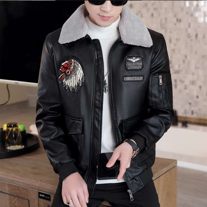 The new winter leather jackets for men, Korean-style leather jackets for men, cotton and thickened motorcycle suits, and pilot jackets are all trendy pic 9