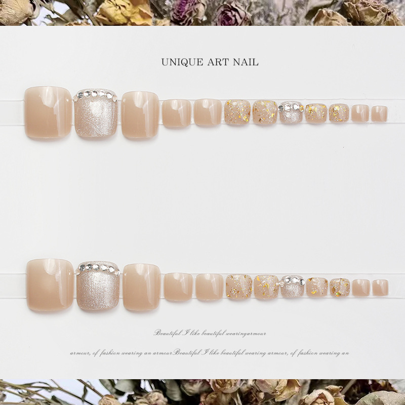 JZ-135 Wearable nail Art nail plate wholesale matte gold edge French toenail stickers detachable pieces waterproof toenails pic 13
